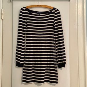 Black Striped French Connection Long Sleeve Dress, Size 2
